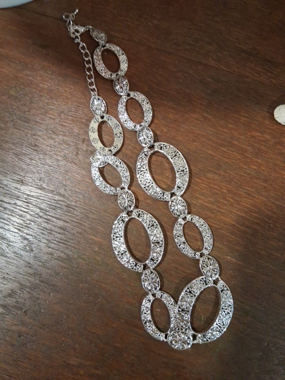 Silver Filigree Oval Link Necklace  Premier Designs?